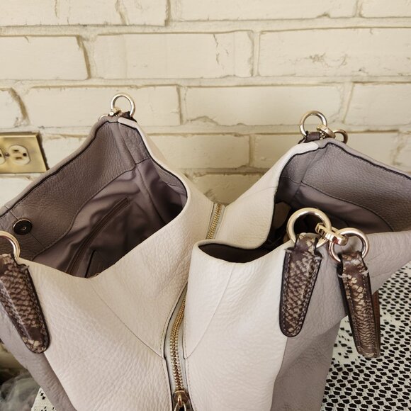 Coach Madison Phoebe Tan & Chalk Shoulder Bag Purse - Picture 13 of 15